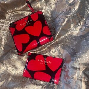 Kate Spade Black and Red Heart Wallet Set
